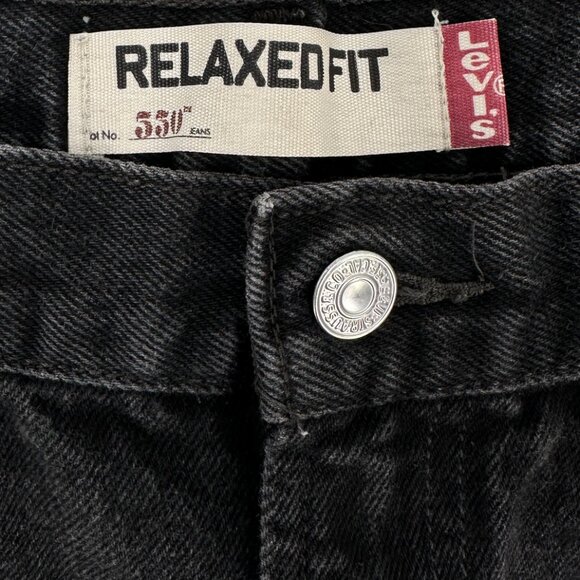 Vintage Levi's Levis 550 Relaxed Fit Black Frayed Raw Hem Denim Jean Shorts - Picture 5 of 6